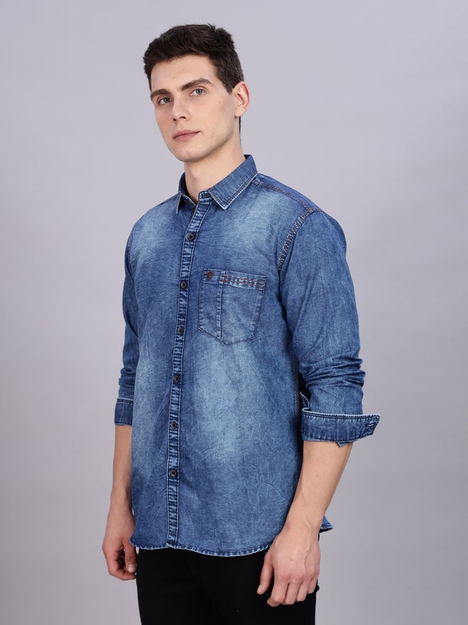 شارع كوونز قميص دنيم كاجوال أزرق للرجال - Image 2